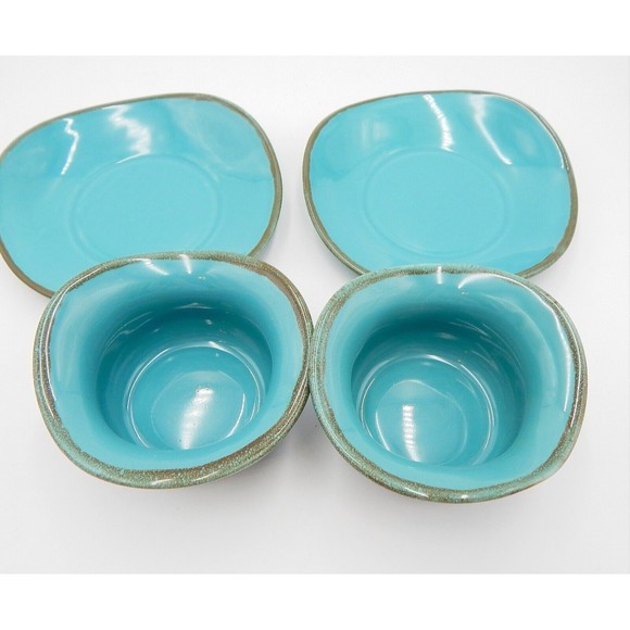 Southern Living at Home Tuscan Collection Tidbit Bowls Saucer Set/2 Turquoise - Picture 5 of 12